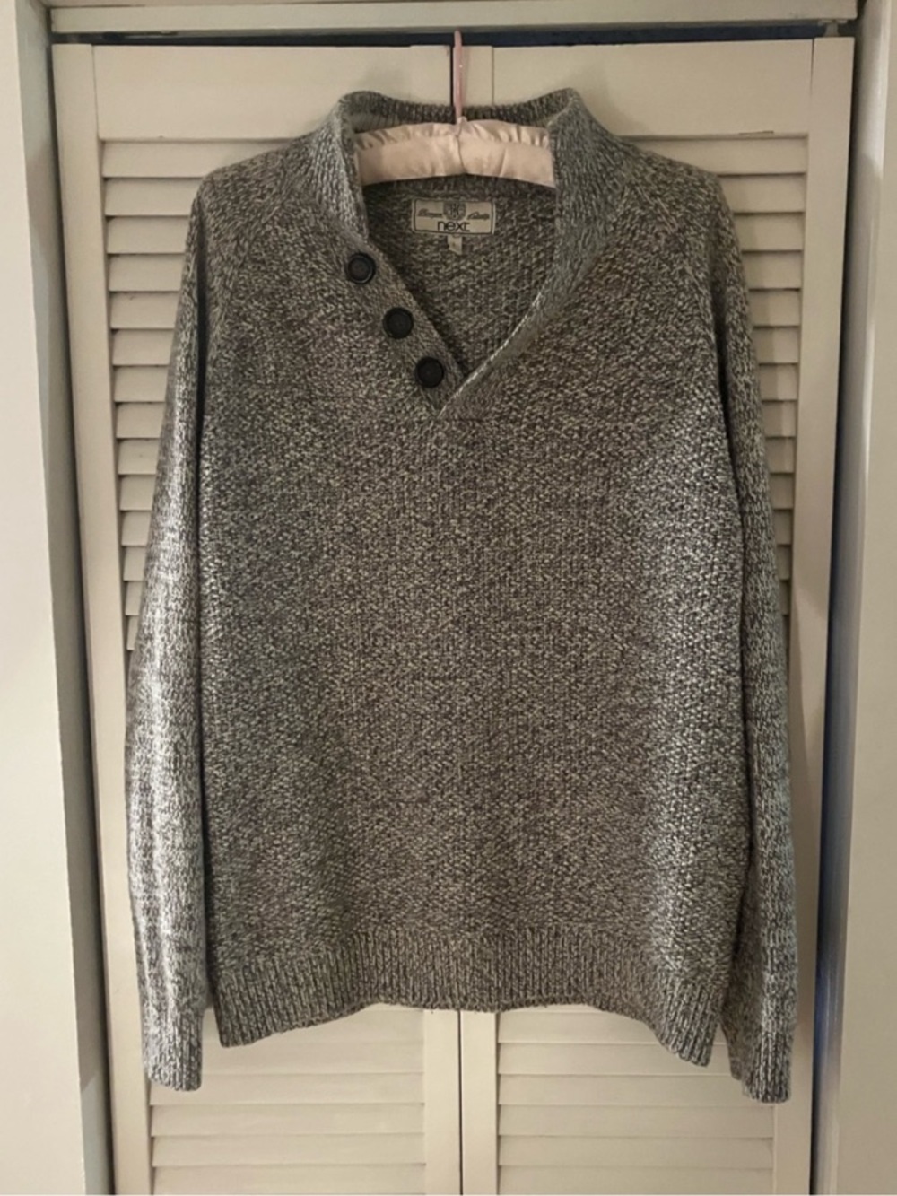 Next Purveyors of Quality Collared Hunting Elbow Padding Gray Sweater Size Large